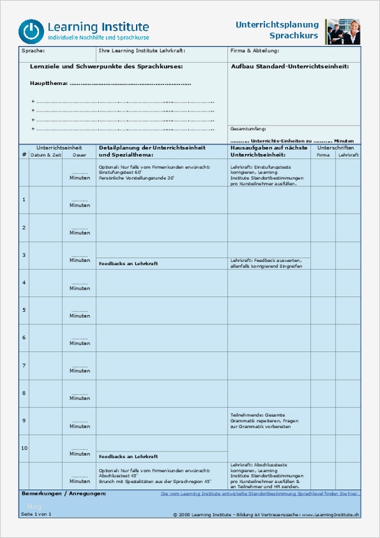 Unterrichtsplanung Vorlage Beste Unterrichtsplanung Für Sprachkurse Und Firmenkurse
