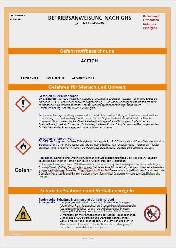 Unterweisung Arbeitssicherheit Vorlage Großartig Großartig Betriebsanweisungen Vorlage Galerie