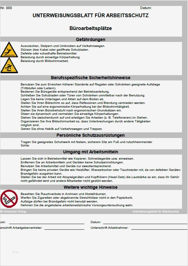 Unterweisung Arbeitssicherheit Vorlage Luxus Unterweisung Büroarbeitsplätze sofort Download