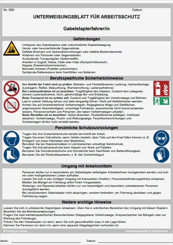 Unterweisung Fremdfirmen Vorlage Inspiration Unterweisung Gabelstaplerfahrer In Vorlage Zum Download