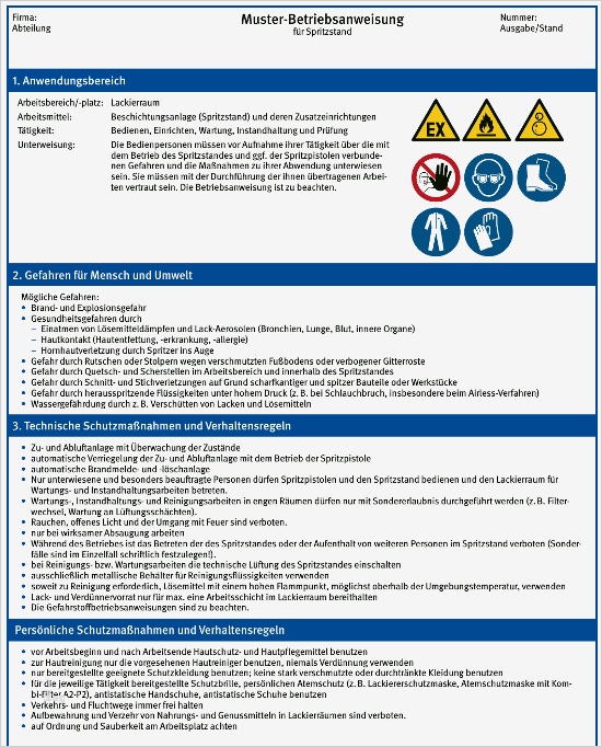 Unterweisung Gefahrstoffe Vorlage Hübsch Dguv Information 209 046 Lackierräume Und Einrichtungen