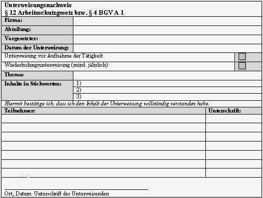 Unterweisung Vorlage Best Of Arbeitssicherheit Erstunterweisungen Für Neue Kollegen