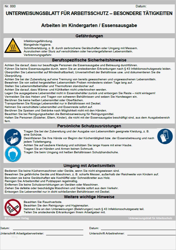 Unterweisung Vorlage Beste Unterweisung Arbeiten Im Kindergarten Essensausgabe