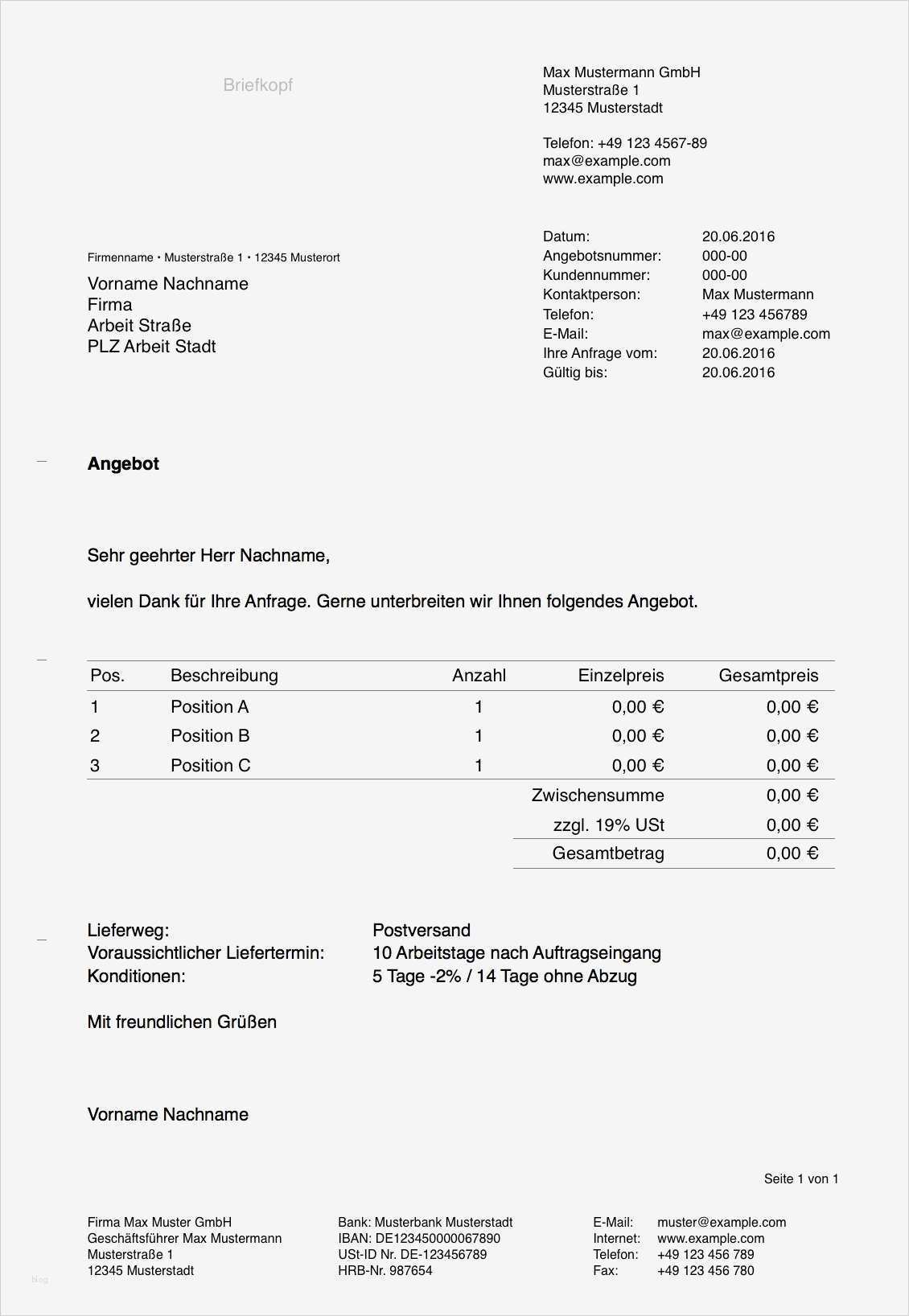 Unverlangtes Angebot Vorlage Schön Pages Vorlage Angebot