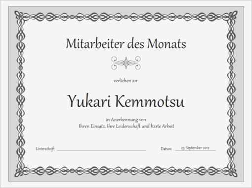 Urkunde Word Vorlage Genial Urkunde "mitarbeiter Des Monats" Design "graue Kette