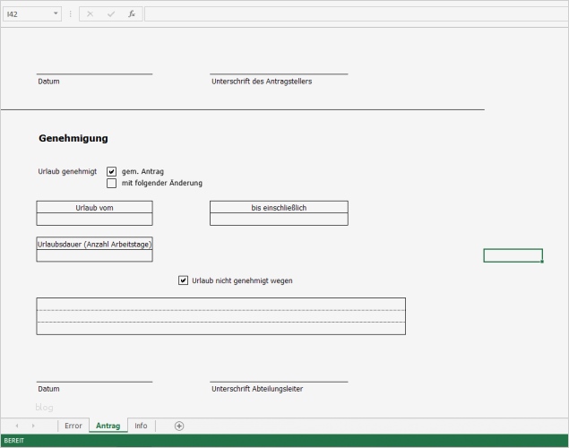 Urlaubsantrag Vorlage Excel Einzigartig Urlaubsantrag Download