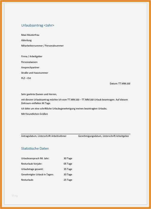 Urlaubsantrag Vorlage Süß 7 Muster Bilder Kostenlos