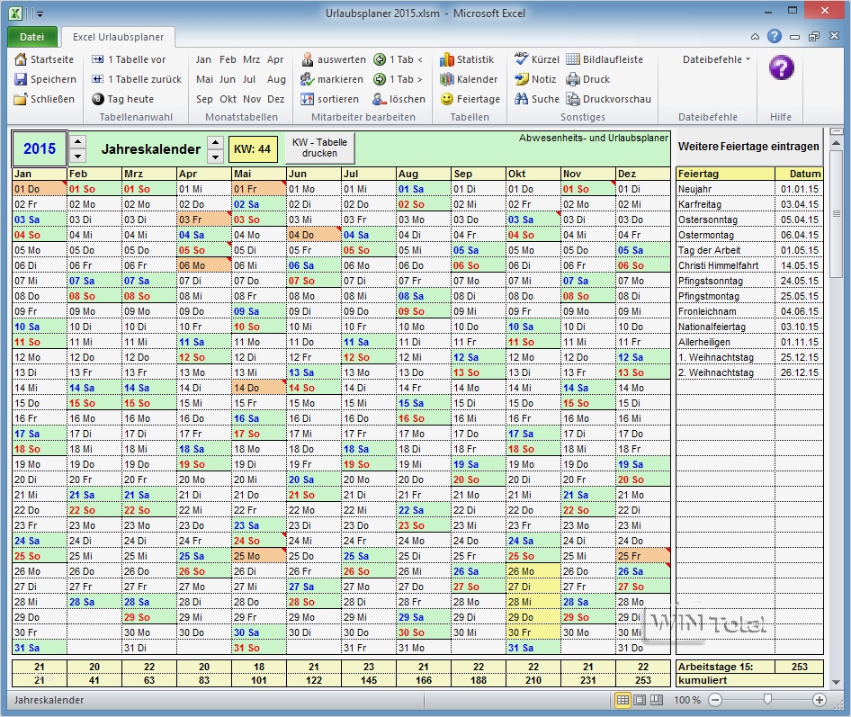 Urlaubsplaner 2018 Excel Vorlage Kostenlos Elegant Excel Abwesenheits Und Urlaubsplaner Download