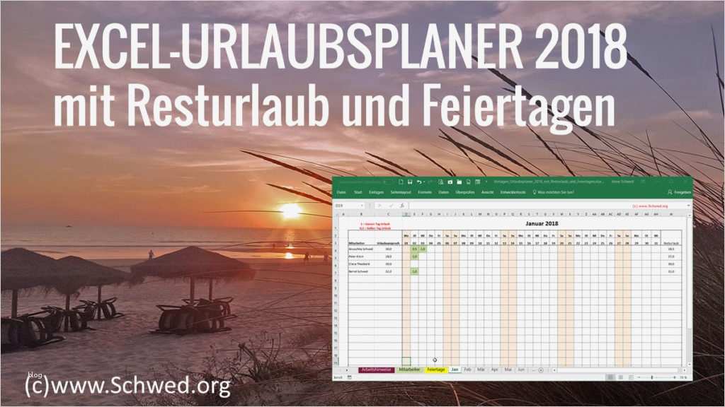 Urlaubsplaner 2018 Vorlage Bewundernswert Kostenloser Excel Urlaubsplaner 2018 Mit Resturlaub Und