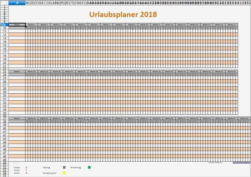 Urlaubsplaner 2018 Vorlage Neu Einfacher Excel Urlaubsplaner Download