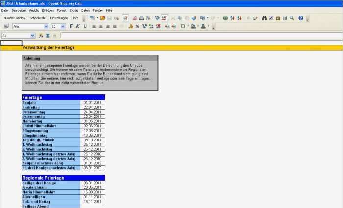 Urlaubsplaner Excel Download