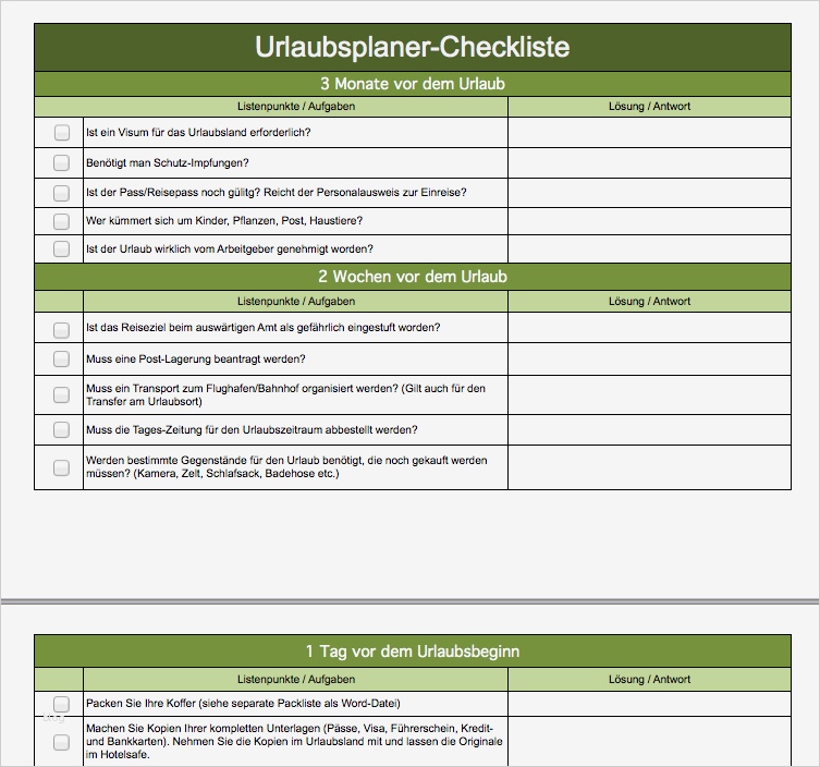 Urlaubsplaner Freeware Excel Vorlagen Inspiration Urlaubsplaner Mit Checkliste