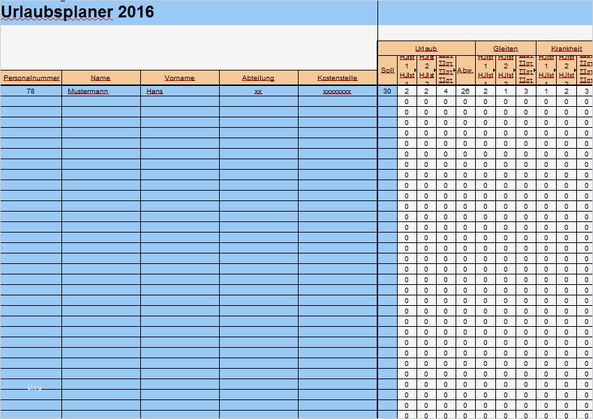 Urlaubsplanung Mitarbeiter Vorlage Cool Excel Urlaubsplaner 2016 sofort Download