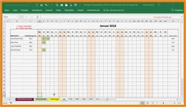 Urlaubsplanung Mitarbeiter Vorlage Großartig 11 Urlaubsplaner 2018