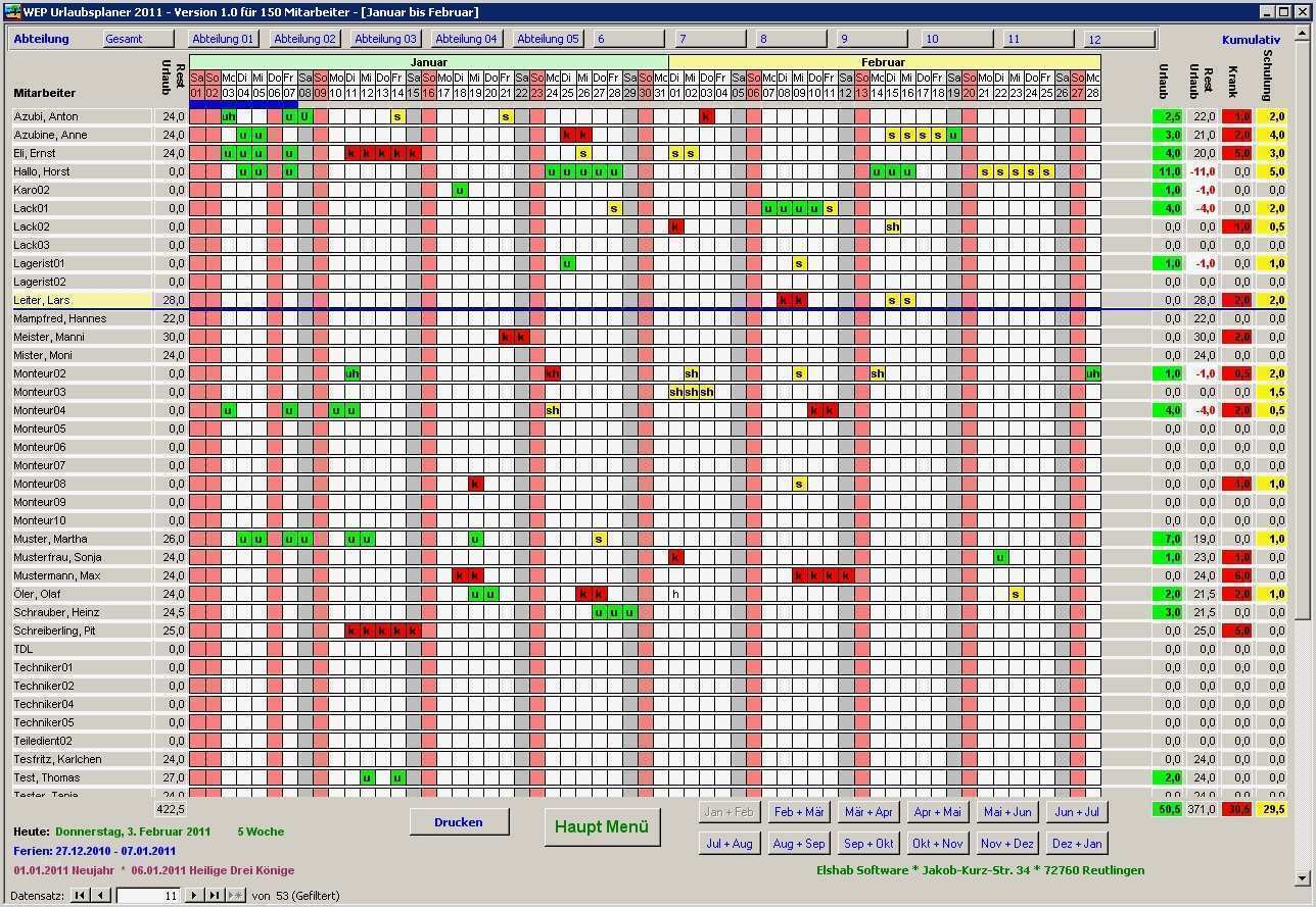 Urlaubsplanung Mitarbeiter Vorlage Inspiration Elshab software Aus Der Praxis