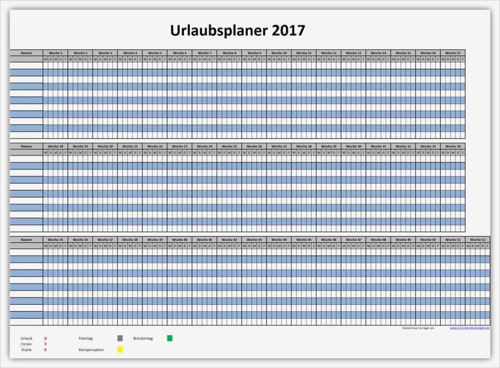 Urlaubsplanung Vorlage Neu Einfacher Urlaubsplaner 2017 Ferienplaner 2017