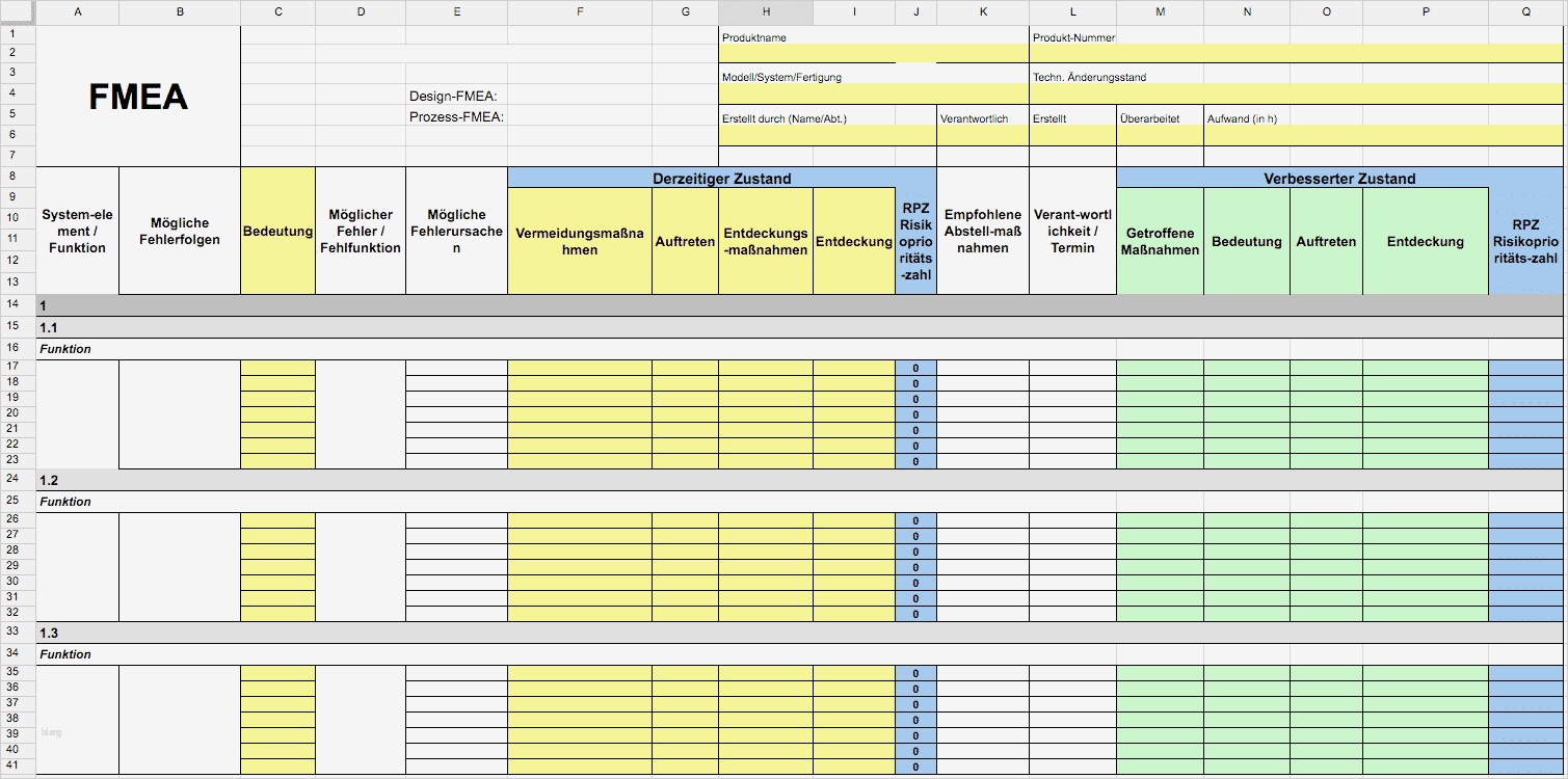 Vda Label Excel Vorlage Erstaunlich Fmea Fehlermöglichkeits Und Einflussanalyse Fmea