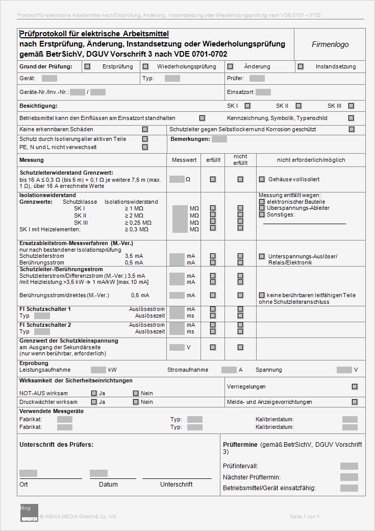 Vde 0701 Prüfprotokoll Vorlage Erstaunlich Prüfung ortsveränderlicher Betriebsmittel Nach Vde 0701