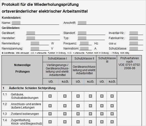 Vde 0701 Prüfprotokoll Vorlage Süß formfrei Prüfungen Nach Din Vde 0701 0702