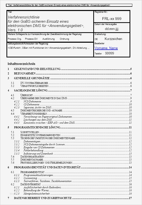 Verfahrensdokumentation Vorlage Cool Checkliste Entwicklung Verfahrensdokumentation Gobs