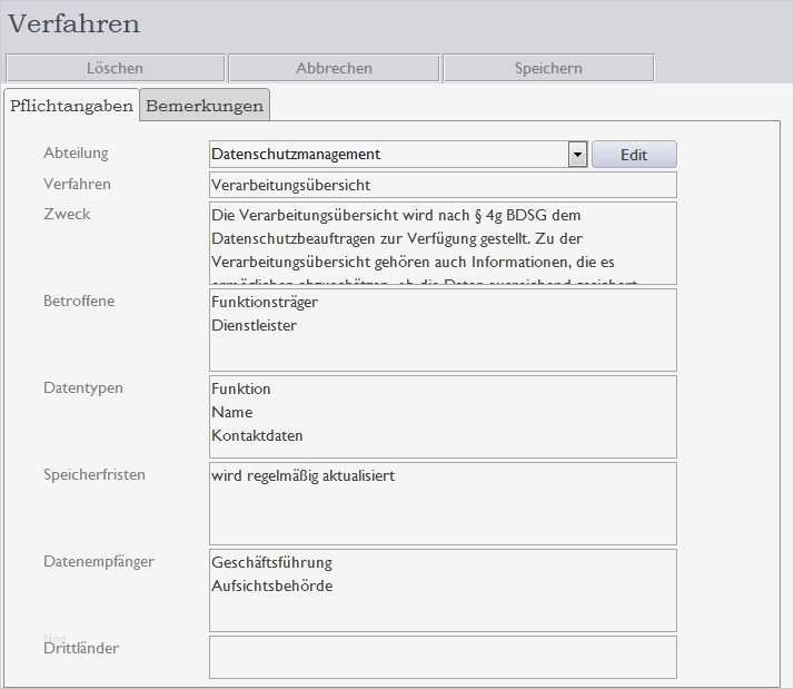 Verfahrensverzeichnis Vorlage Erstaunlich Dsb Easy Sicoda Gmbh