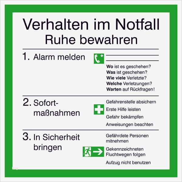 Verhalten Im Brandfall Vorlage Beste Aushang Notfall Verhalten Im Notfall