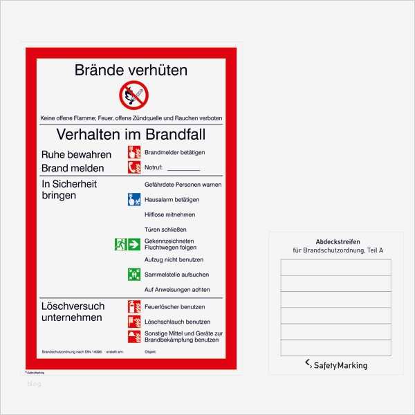 Verhalten Im Brandfall Vorlage Bewundernswert Aushang Brandschutz Brandschutzordnung Teil A