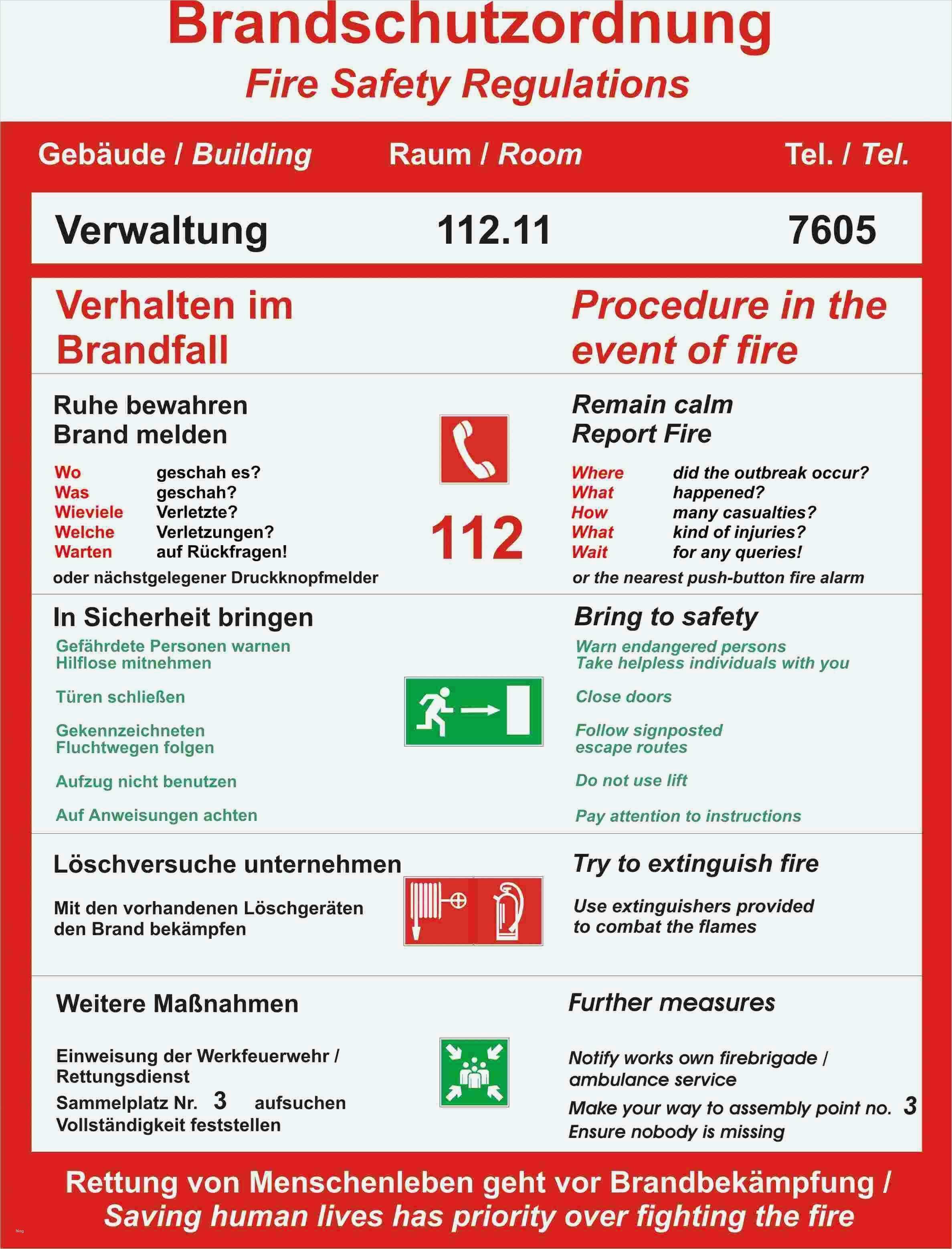 Verhalten Im Brandfall Vorlage Schönste Brandschutzordnung Einebinsenweisheit