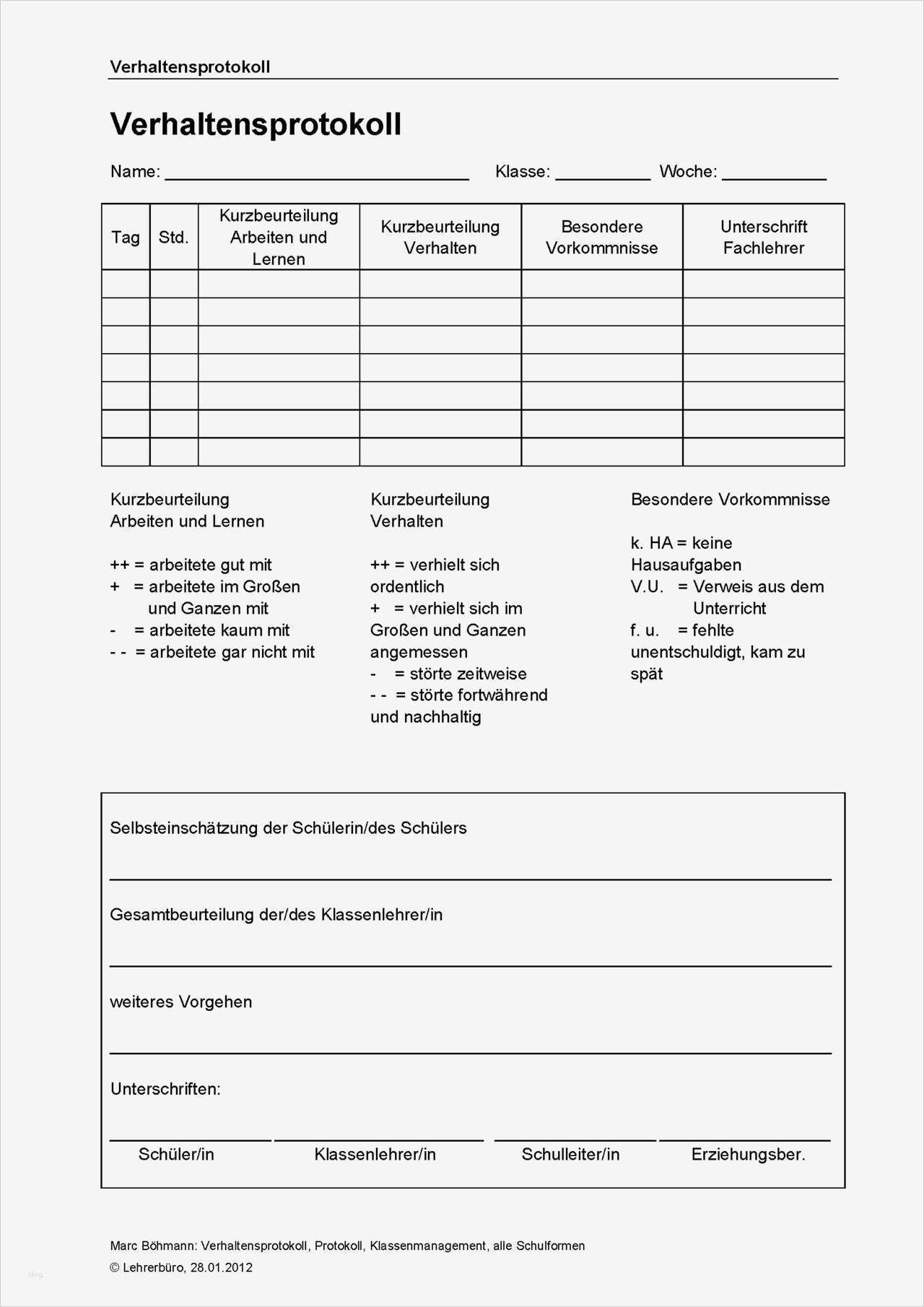Verlaufsprotokoll Vorlage Gut Schön Verhaltensprotokollvorlage Zeitgenössisch Entry
