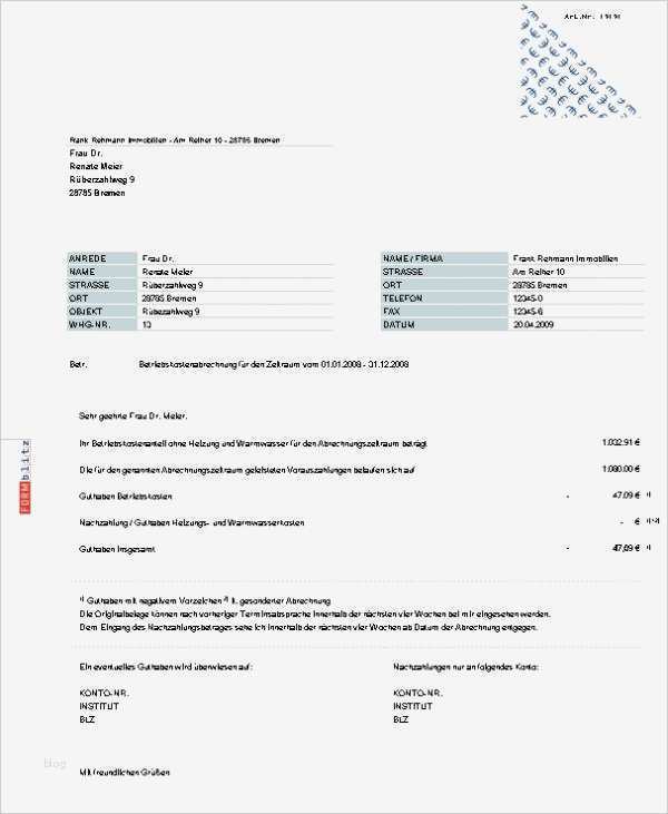 Vermieter Betriebskostenabrechnung Vorlage Wunderbar Betriebskostenabrechnung Muster Vorlage Zum Download