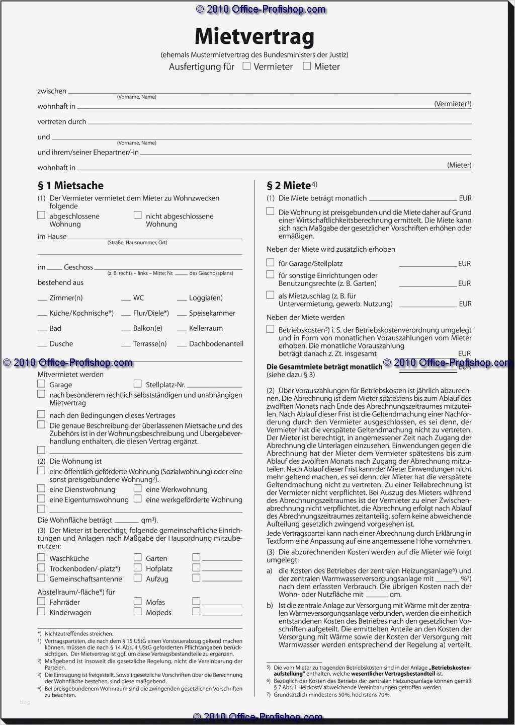 Vermieterfreundlicher Mietvertrag Vorlage Neu formular Mietvertrag