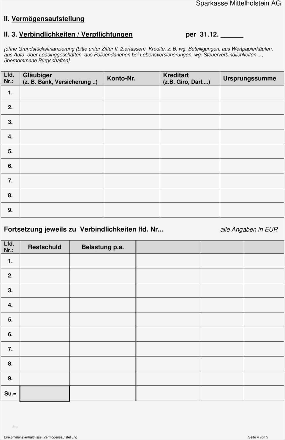 Vermögensaufstellung Vorlage Cool Einkommensverhältnisse Und Vermögensaufstellung Pdf