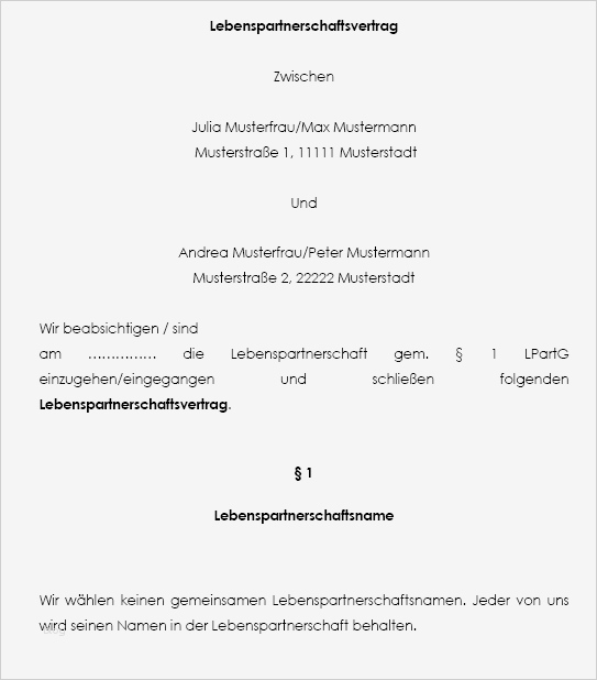 Vermögensaufstellung Vorlage Fabelhaft Lebenspartnerschaftsvertrag Gleichgeschlechtlich
