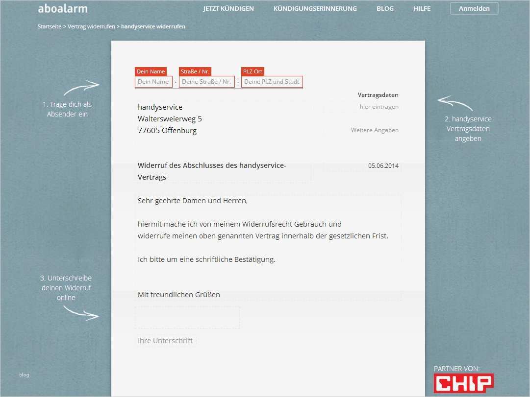 Versicherung Kündigen Vorlage Wunderbar Handyservice Widerruf Vorlage Download Chip
