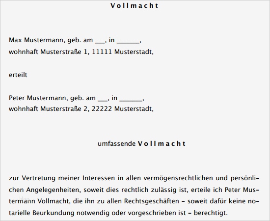 Vertretungsvollmacht Vorlage Best Of Muster Zum Download Vollmacht Für Rechtsgeschäfte