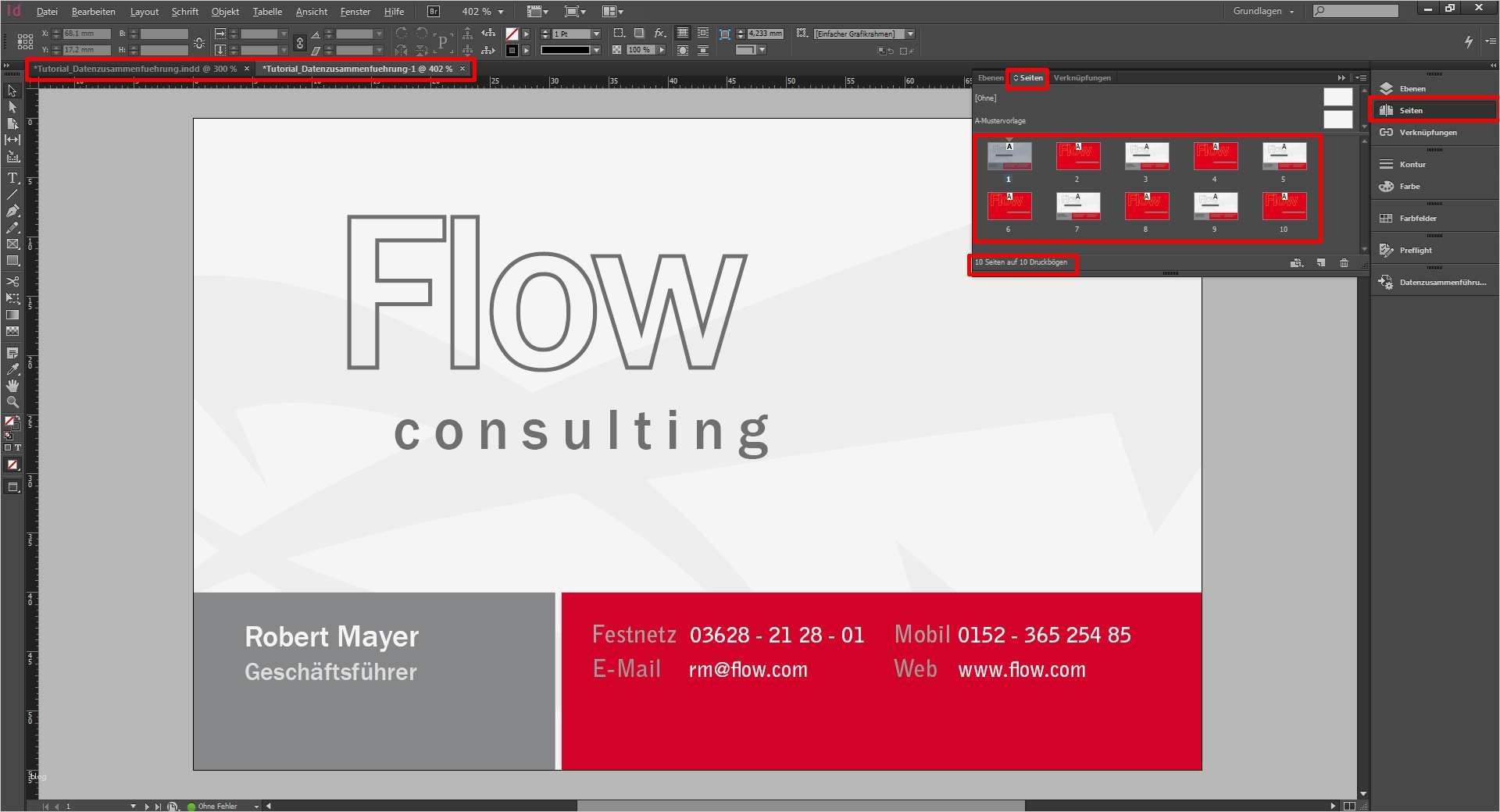 Visitenkarten Indesign Vorlage Luxus Tutorial Die Datenzusammenführung Mit Indesign