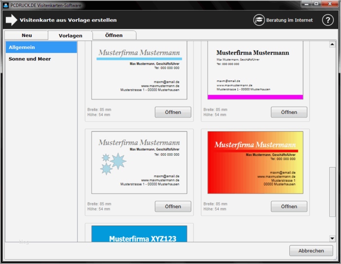 Visitenkarten Vorlagen Kostenlos Neu Visitenkarten software Download