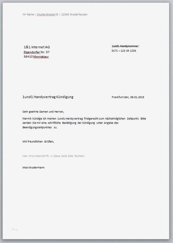 Handyvertrag Kündigungschreiben – kostenlose Vorlagen