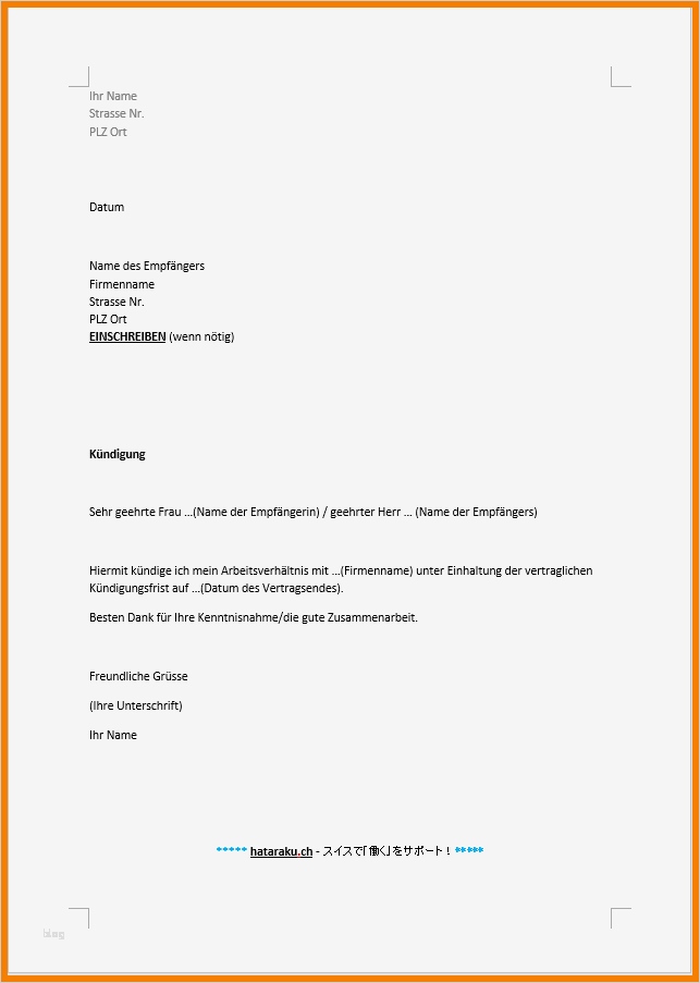 Vodafone Kündigung Vorlage Word Neu 10 Kündigung Arbeit Vorlage