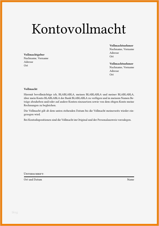 Vollmacht Vorlage Neu 11 Vollmacht Beispiel