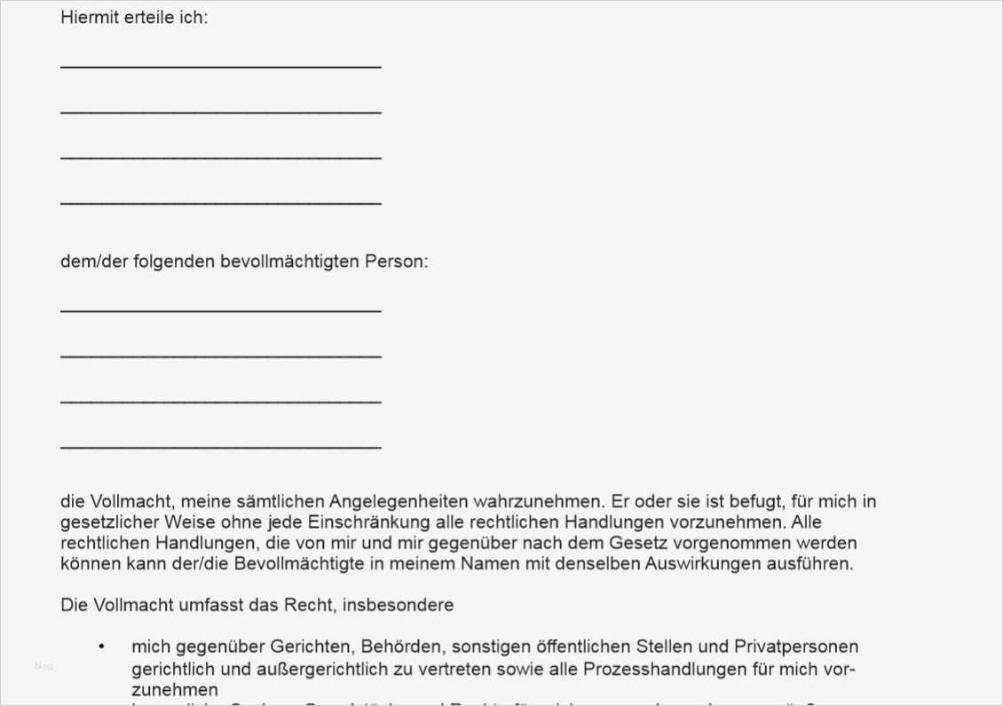 Vollmacht Vorlage Schön Generalvollmacht Vollmachtmuster