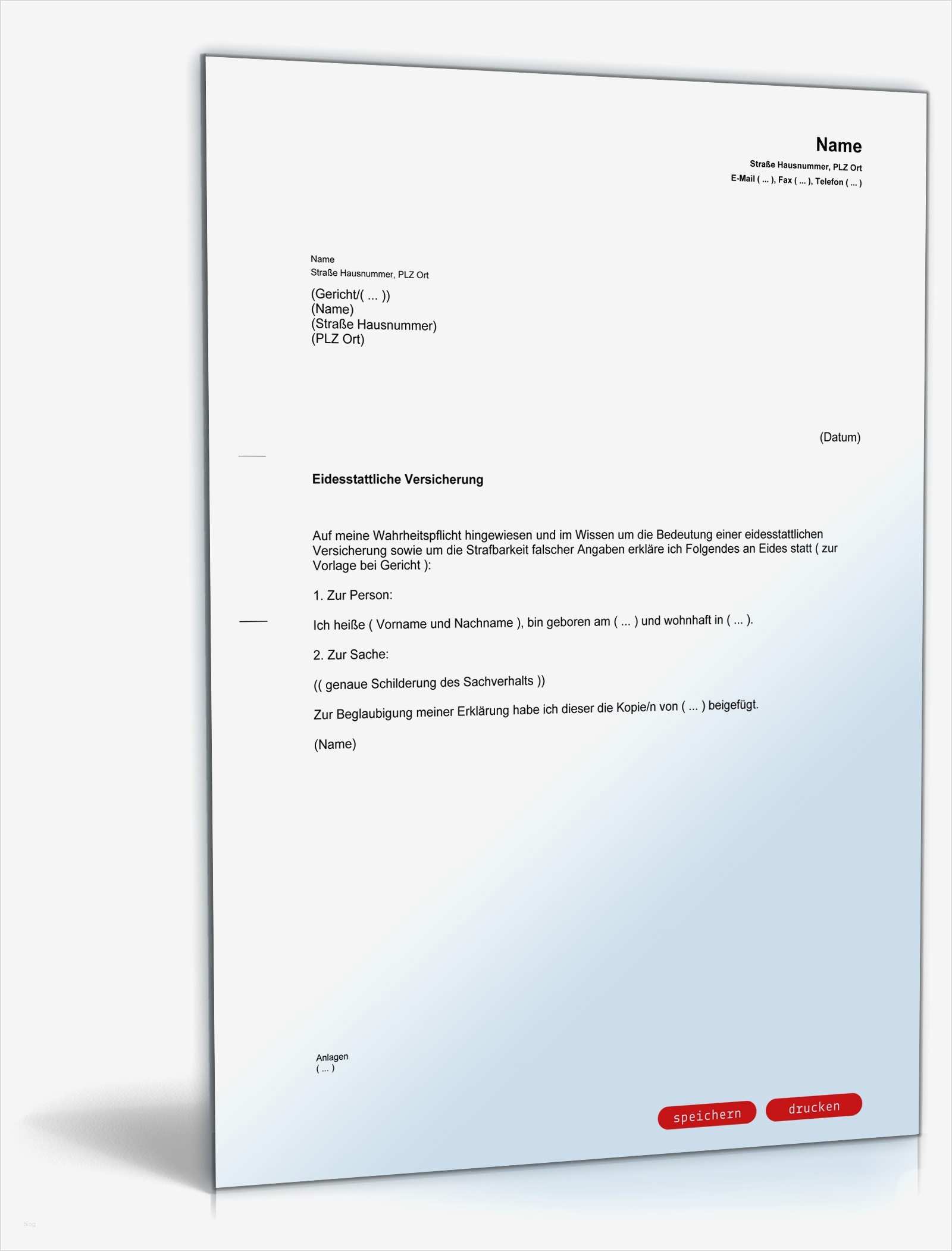 Vollmacht Vorlage Versicherung Hübsch Eidesstattliche Versicherung