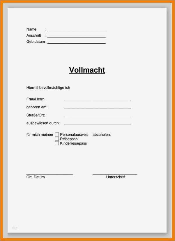 Vollmacht Vorlage Word Fabelhaft 6 Muster Vollmacht