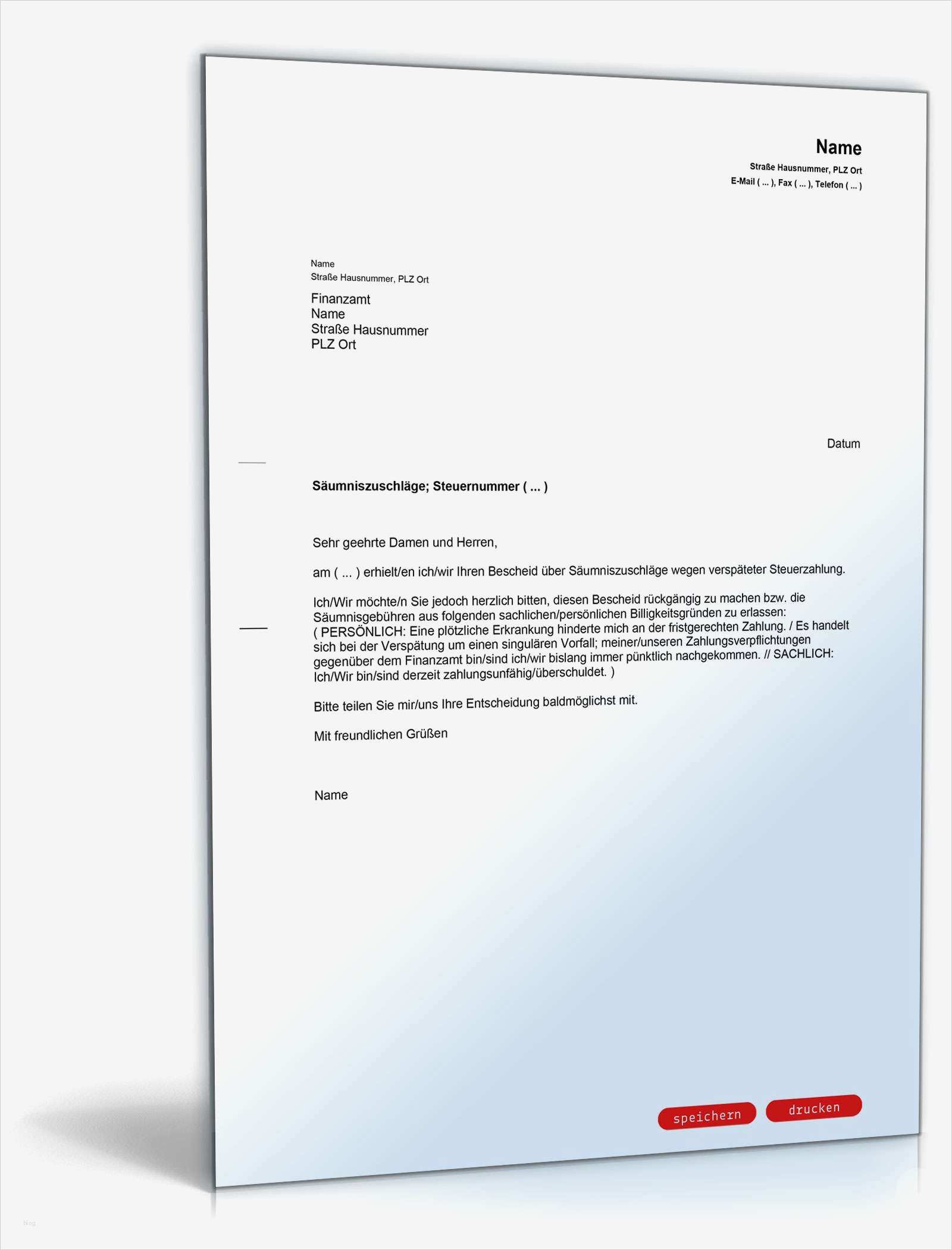 Vorauszahlung Finanzamt Einspruch Vorlage Cool Einspruch Säumniszuschläge