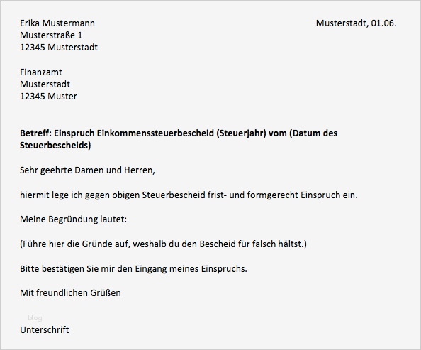 Vorauszahlung Finanzamt Einspruch Vorlage Erstaunlich Wie Lege Ich Einspruch Gegen Den Steuerbescheid Ein