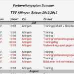 Vorbereitungsplan Fussball Vorlage Süß Vorbereitung Aktive 2012