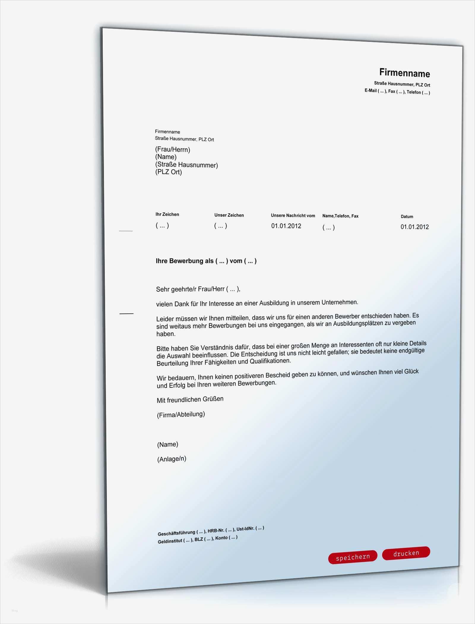 Absage Bewerber Ausbildungsplatz