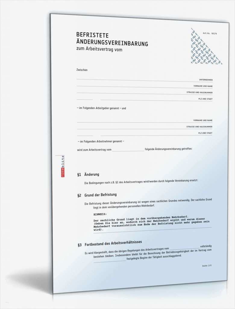 Vorlage änderung Mietvertrag Angenehm Befristete Änderungsvereinbarung