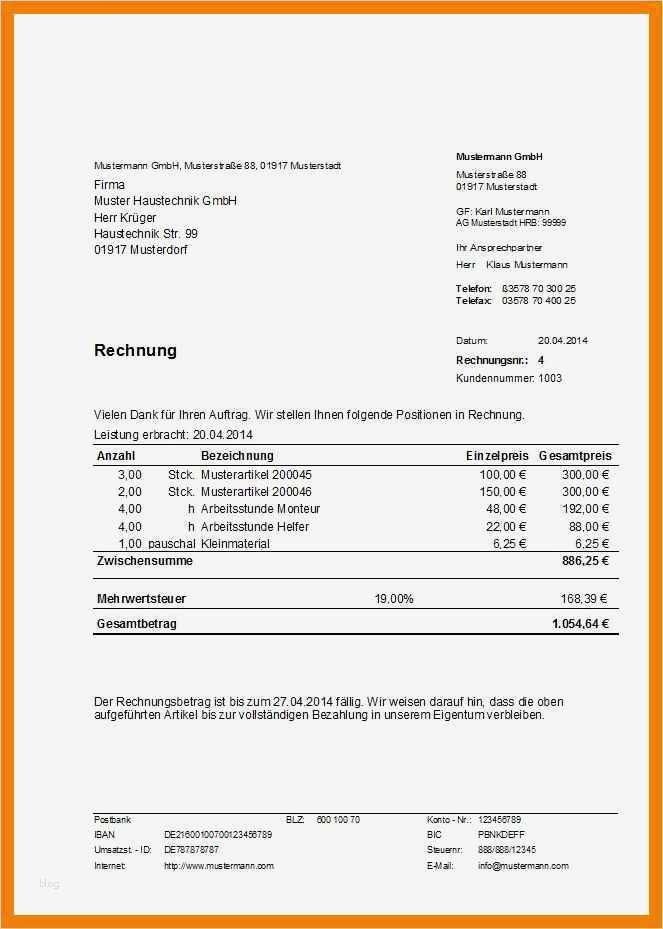 Vorlage Angebot Beste 6 Rechnung Schreiben Muster