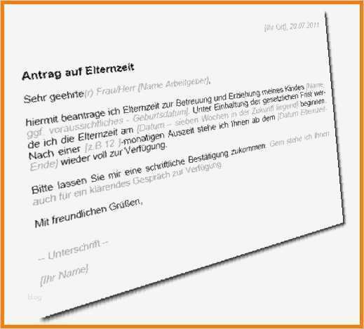 Vorlage Arbeitgeber Elternzeit Bewundernswert 11 Antrag Elternzeit Muster